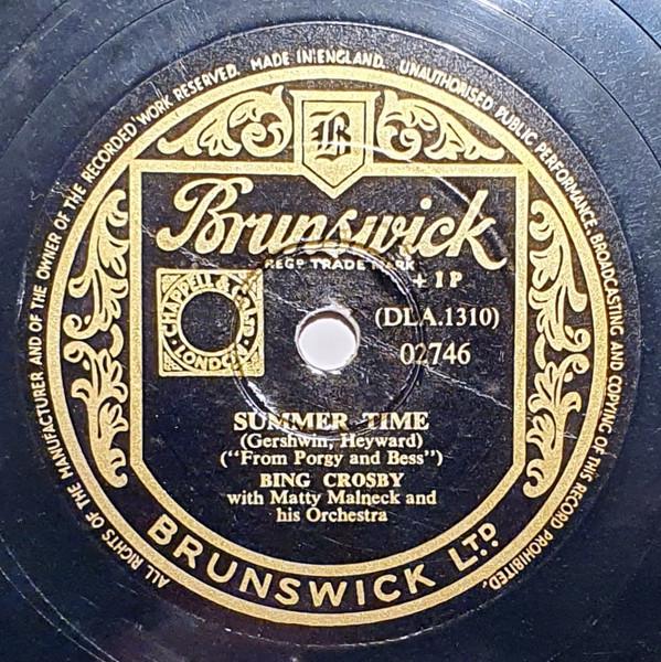 Bing Crosby, Matty Malneck and his Orchestra - Summer Time / Deep Purple