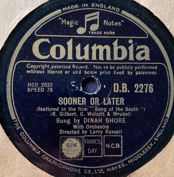 Dinah Shore - Sooner Or Later / For Sentimental Reasons