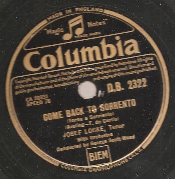 Josef Locke - Come Back To Sorrento / Santa Lucia