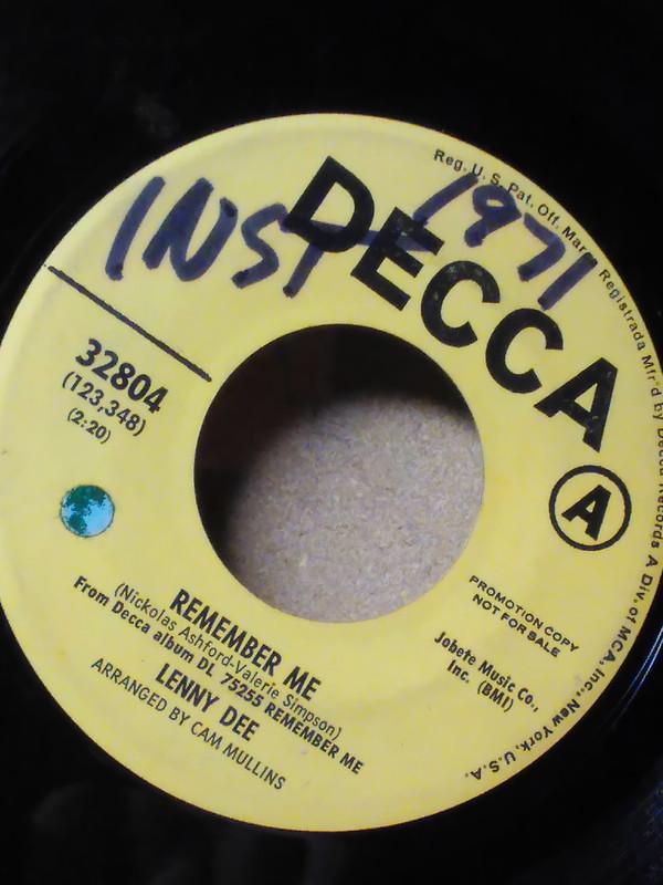 Lenny Dee  - Remember Me / Help Me Make It Through The Night
