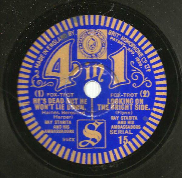 Ray Starita And His Ambassadors Band, Zicano's Accordeon Band - He's Dead But He Won't Lie Down / Looking On The Bright Side / Let's All Sing Like The Birdies Sing / Cheer-I-Eer-I-O